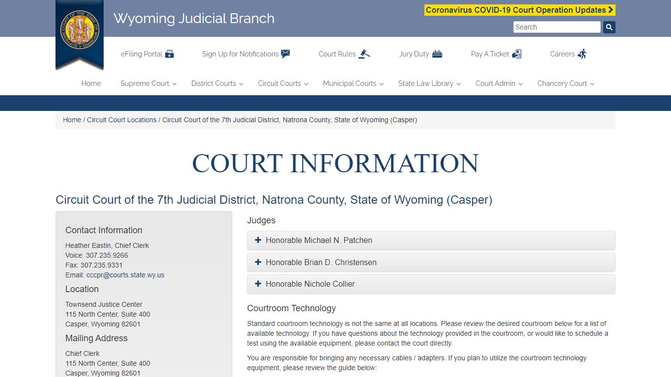 Circuit Court of the 7th Judicial District, Natrona County, State of ...